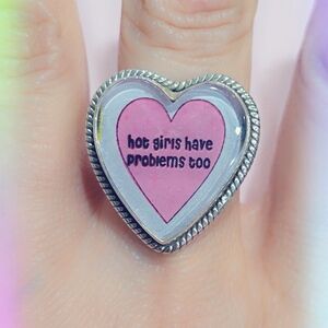 Glass Hot Girl Problems Sterling Gemstone Ring